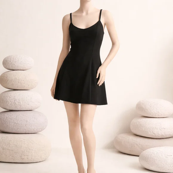 0205 LBD EUC Size 10 Princess Polly XX spaghetti strap little black dress - Picture 3 of 11